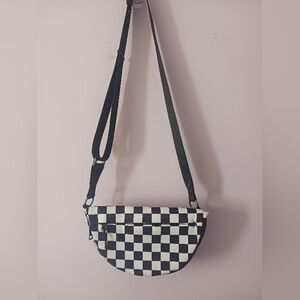 New Checkerboard Crossbody Bag - Black & White